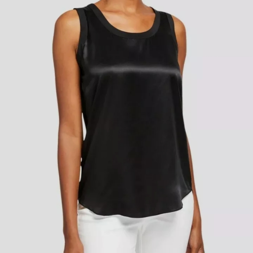 LAFAYETTE 148 NEW YORK Perla Luxe Reversible Silk Charmeuse Blouse - Black